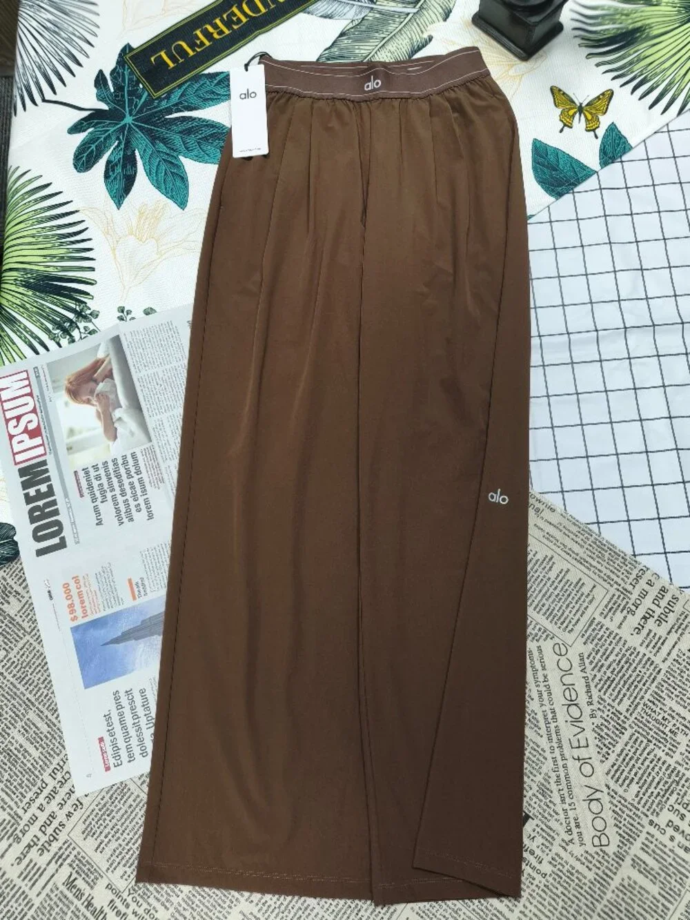 ALO Yoga Suit Up Trouser Espresso Brown🛒Wide Leg Relaxed Fit Pants💵Regular - Picture 2 of 7